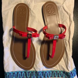 Tory Burch Red Leighanne Thong Sandals NEW